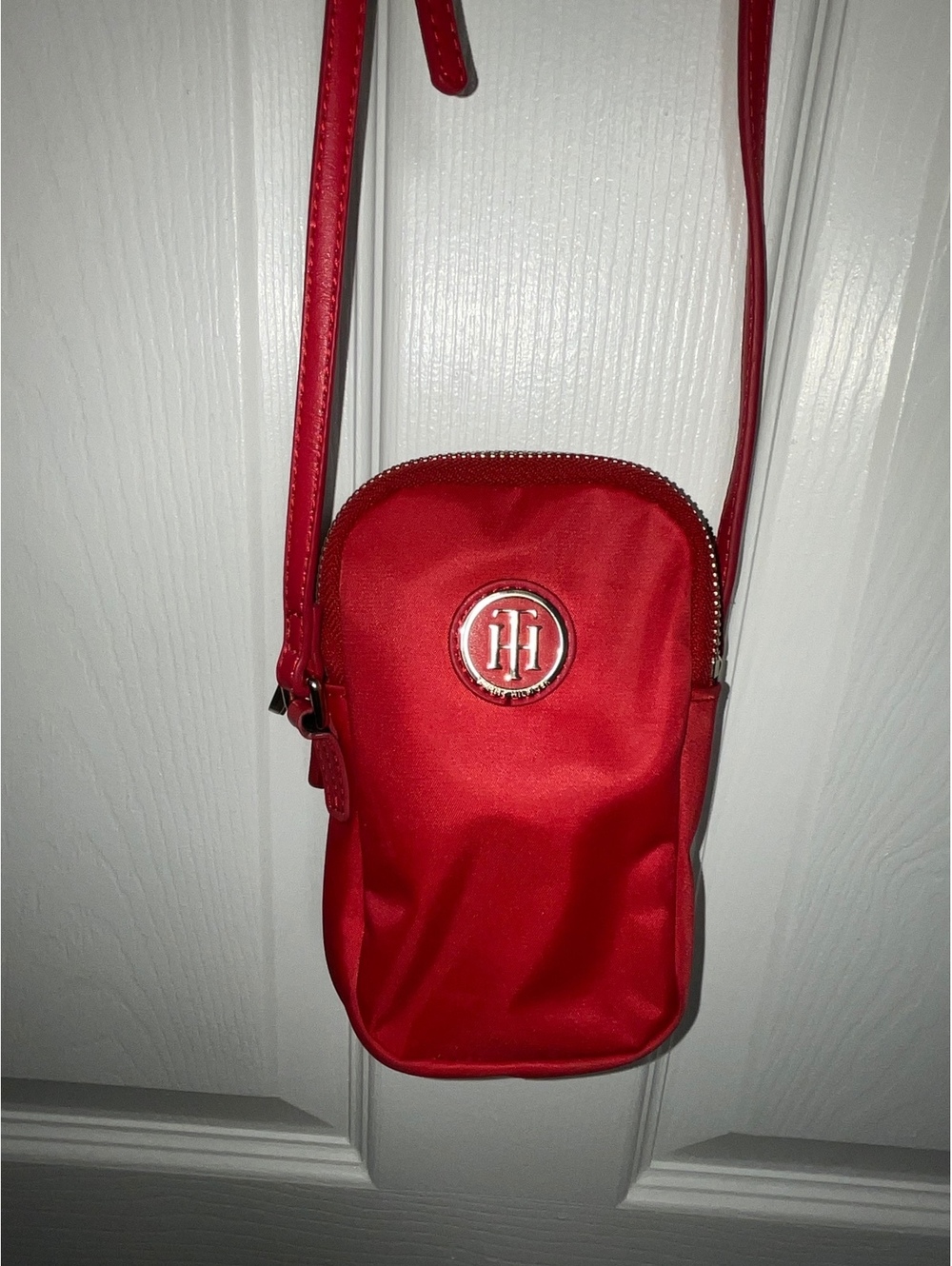 Tommy Hilfiger Red Crossbody Phone Bag with Adjustable Strap